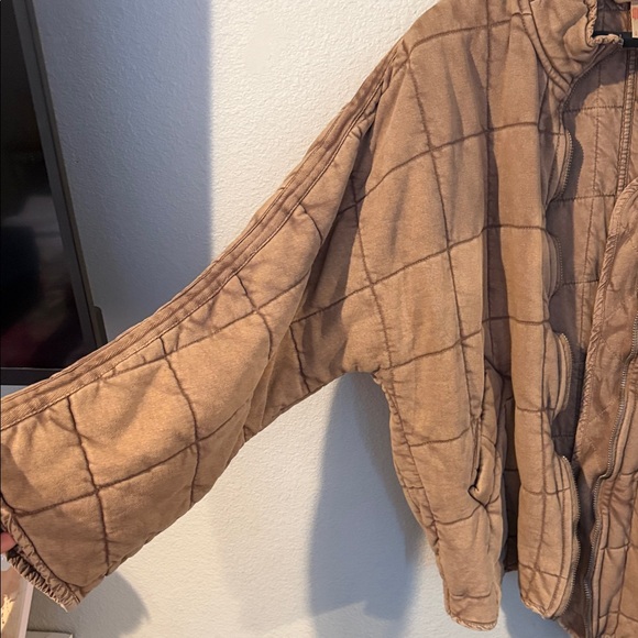 Free People Dolman Quilted Knit Jacket Champagne Diamonds - Picture 5 of 8